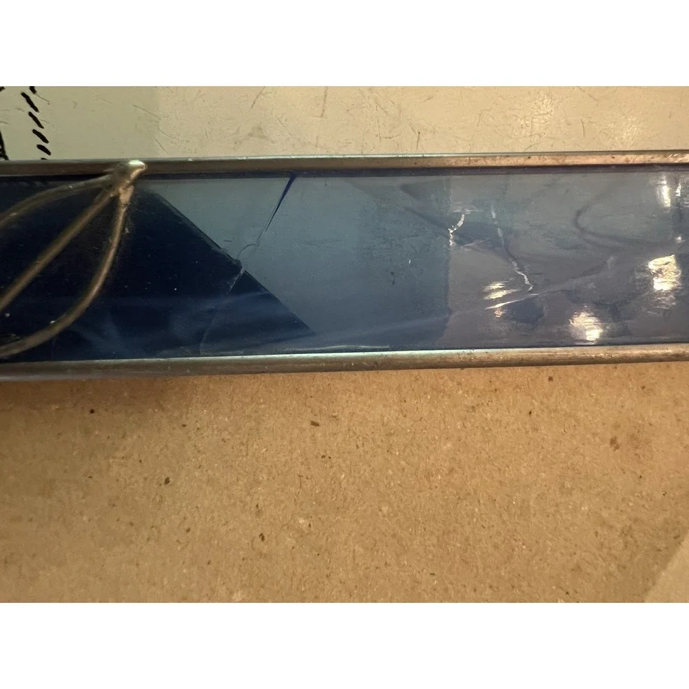Stained Glass Metal Photo Frame in Shades of Blue Green Holds 4x6 Leaves